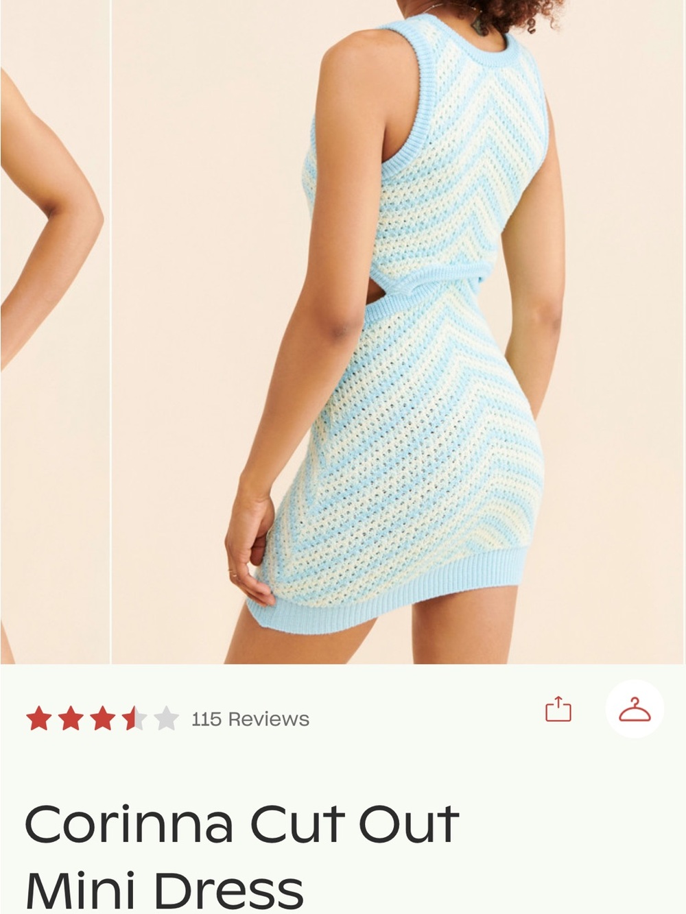 For Love And Lemons Corinna Cut-Out Mini Dress – Light Blue/Cream - Picture 2 of 10